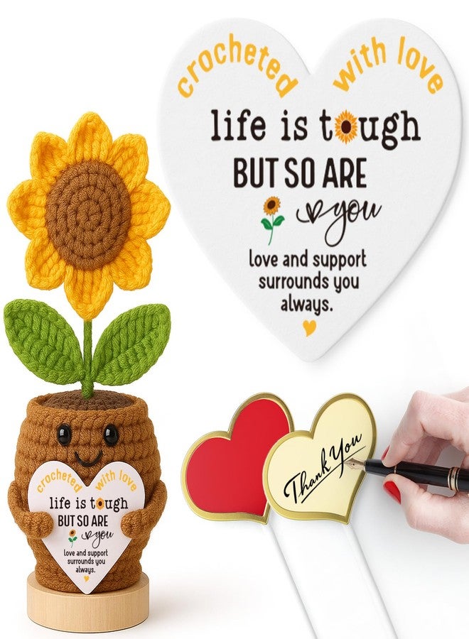 IDEGIFT Christmas Inspirational Gifts Crochet Sunflower for Women, Get Well Gifts for Friends Sister Besties Mom, Thinking of You Feel Better Cheer Up Gift for Her, Strength Resilience Christmas Xmas Presents - Image 1